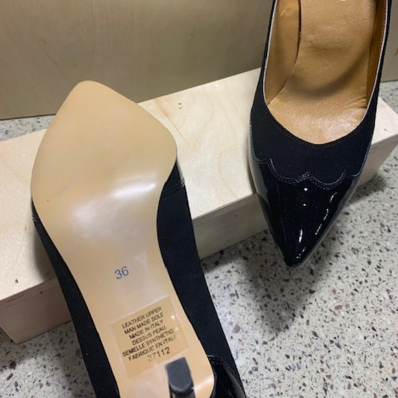 Black Patent Leather Ankle Strap Heels Size 6 Massimo Baldi - Picture 6 of 8